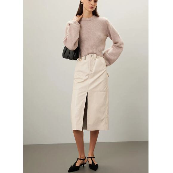 CLUB MONACO X RTR ~ Alpaca Wool Cream Cropped Pullover Sweater Size XL - Picture 2 of 10